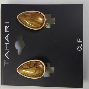 Tahari Teardrop Clip On Earrings